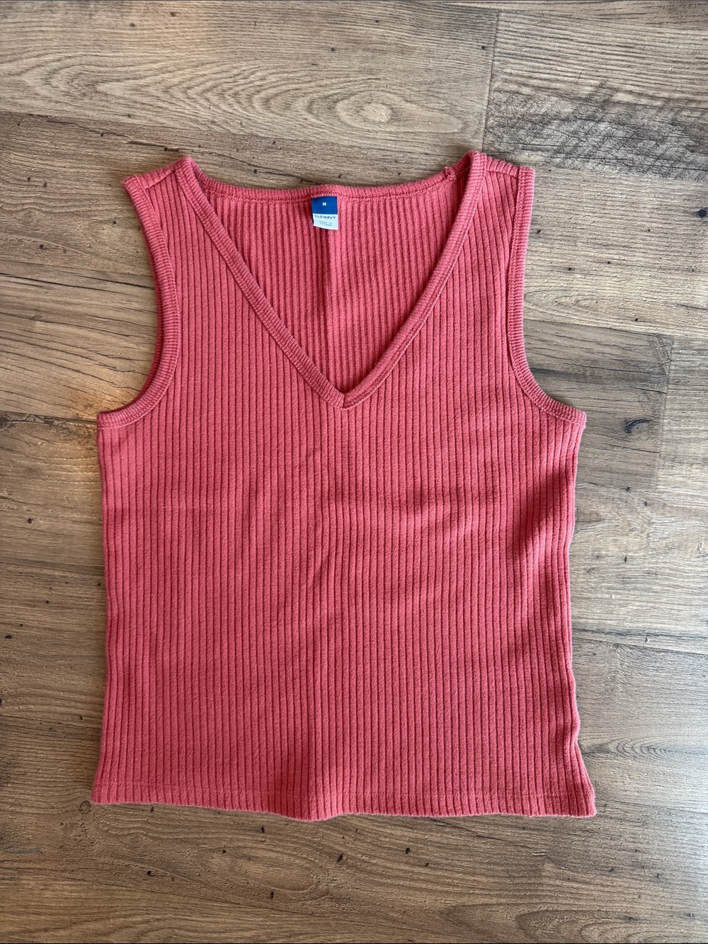 Ribbed V-Neck Tank Top - Coral Pink